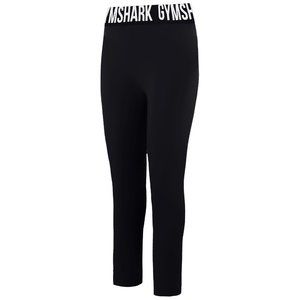 Gymshark Women's Full Length Elastic Waistband Leggings, Black, White Logo - SM